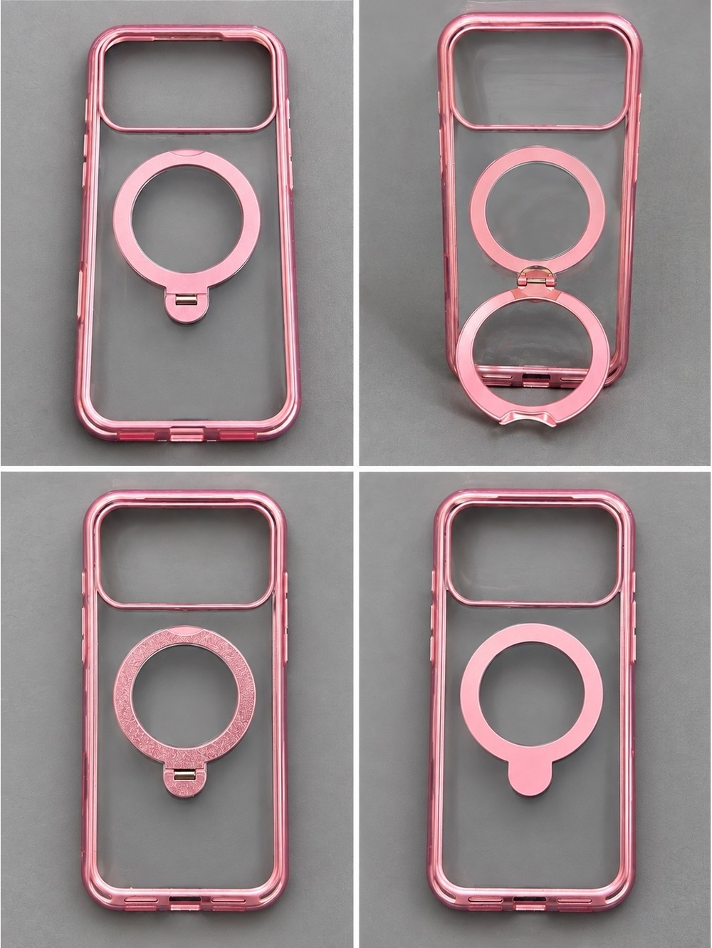 Luxeon Pink Protective Phone Case with Ring Holder for Enhanced Grip